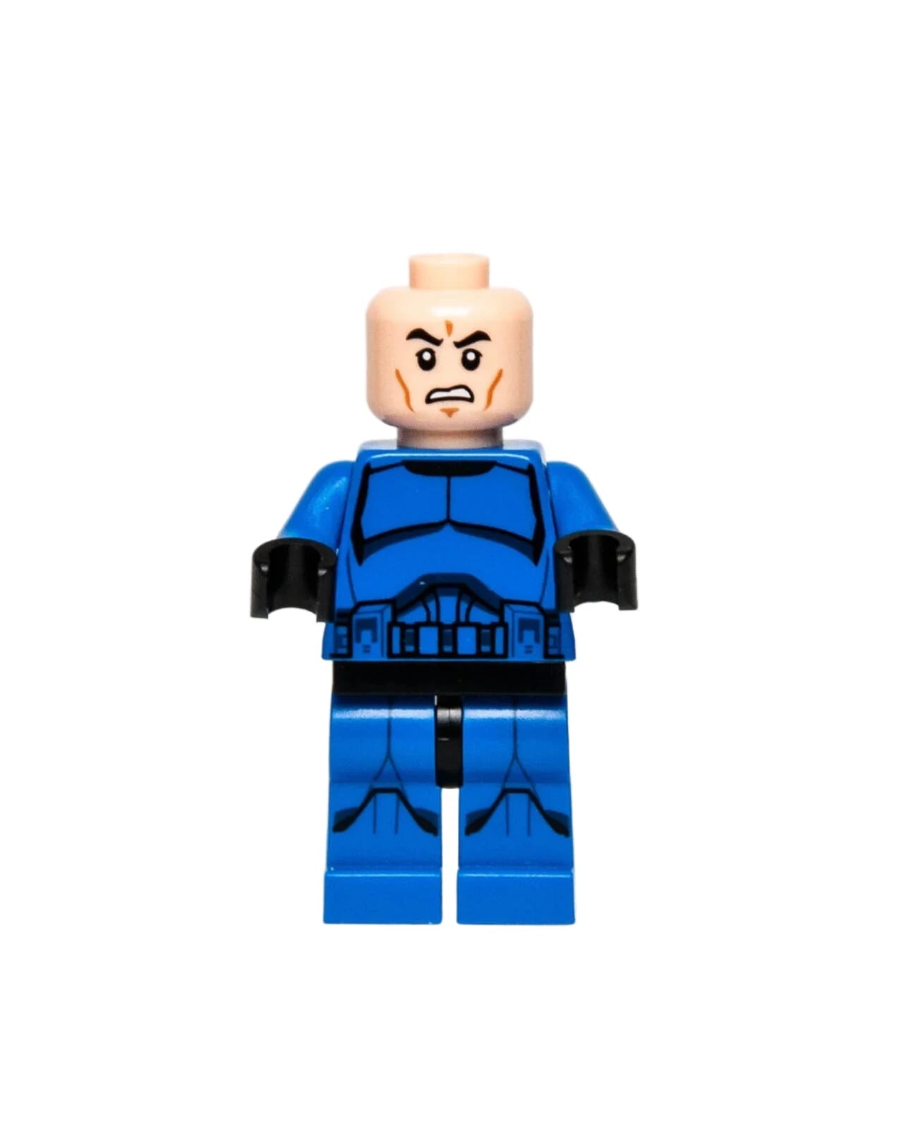 LEGO senate commander in a blue and black outfit on a white background
